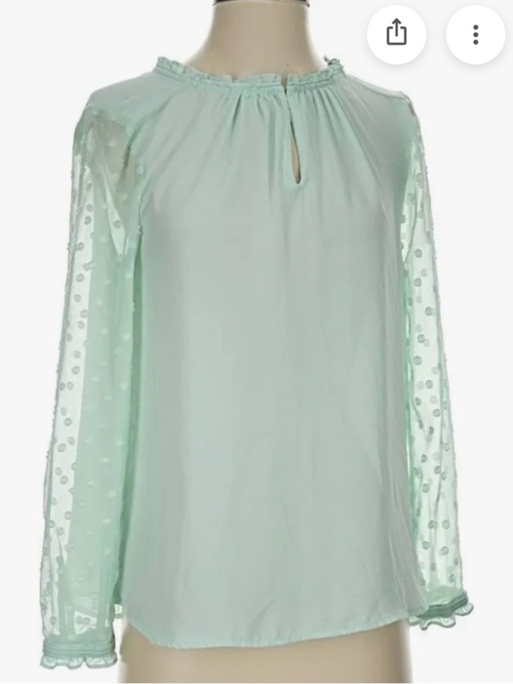 HD in PARIS Anthro 10 Romantic Fairy Mint Swiss Dot Sheer Blouse Back Button Top